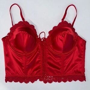 Forever 21 Red Lace-Up Bra with Underwire